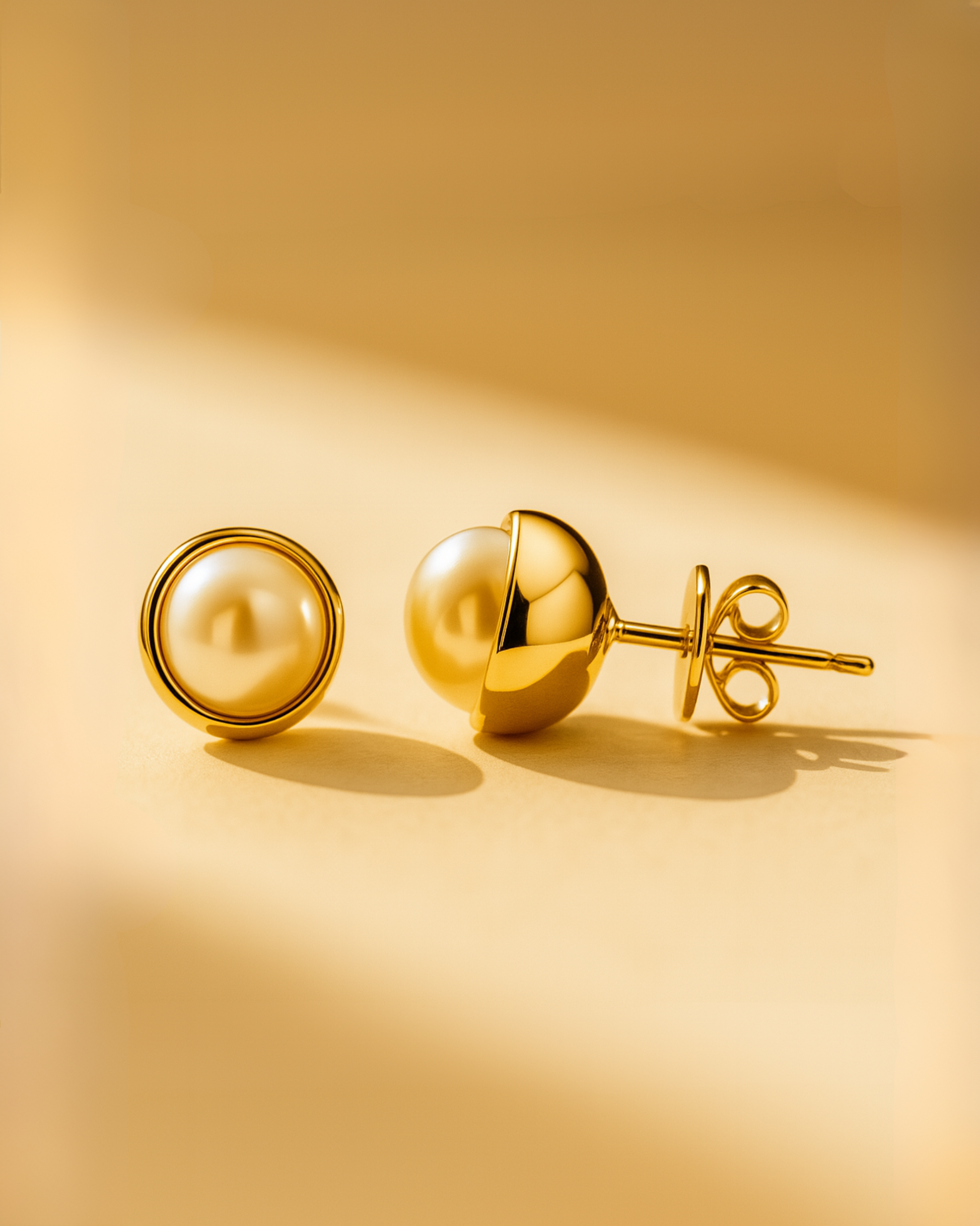 Damen Ohrstecker aus 925 Silber mit Perle, vergoldet