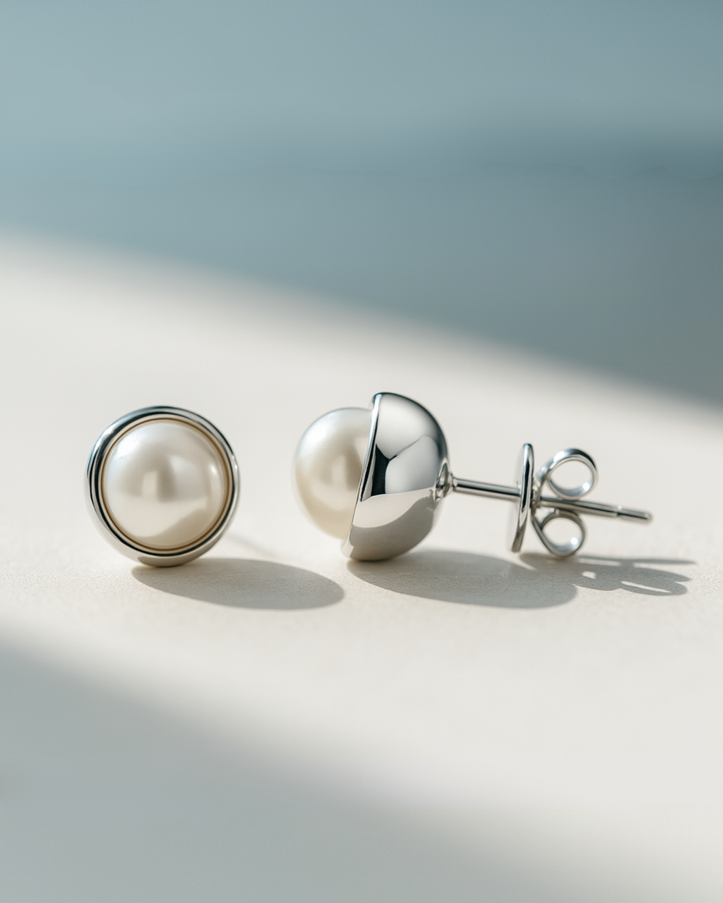 Damen Ohrstecker aus 925 Silber mit Perle, vergoldet