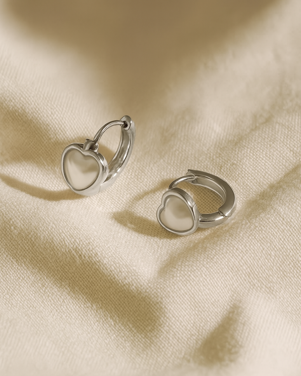 Herz Ohrringe Perlmutt sterling silber - minimalistisches Design