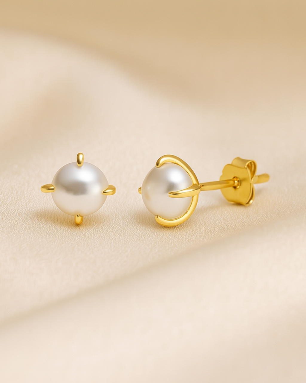 Perlen Stecker aus Sterling Silber, vergoldet - minimalistisches Design