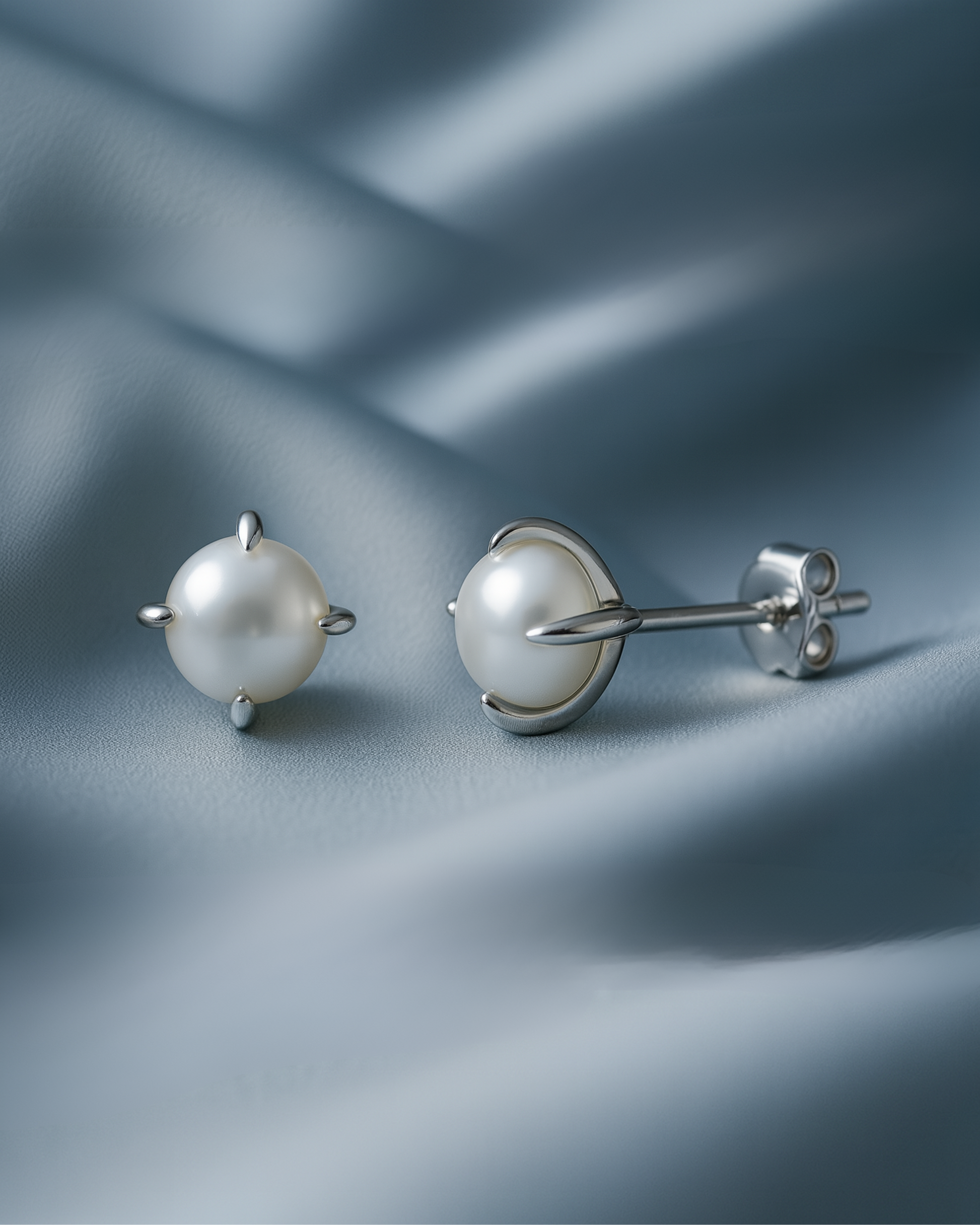 Perlen Stecker aus Sterling Silber - minimalistisches Design