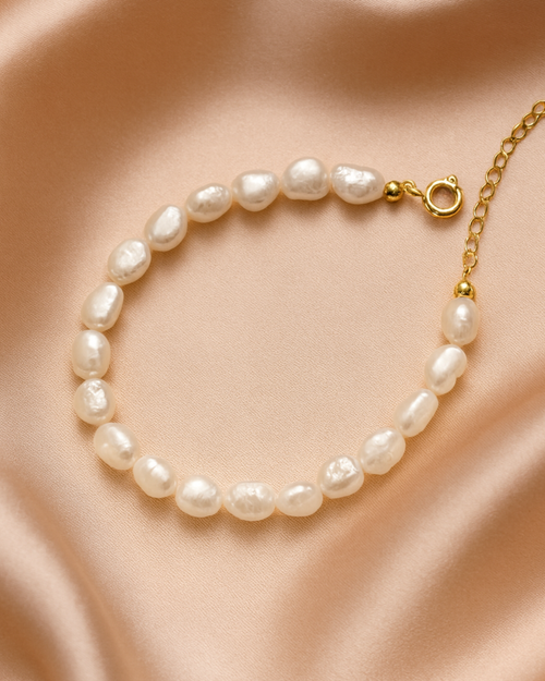 Perlenarmband mit umlaufenden Perlen, Sterling Silber Verschluss von PERLI.