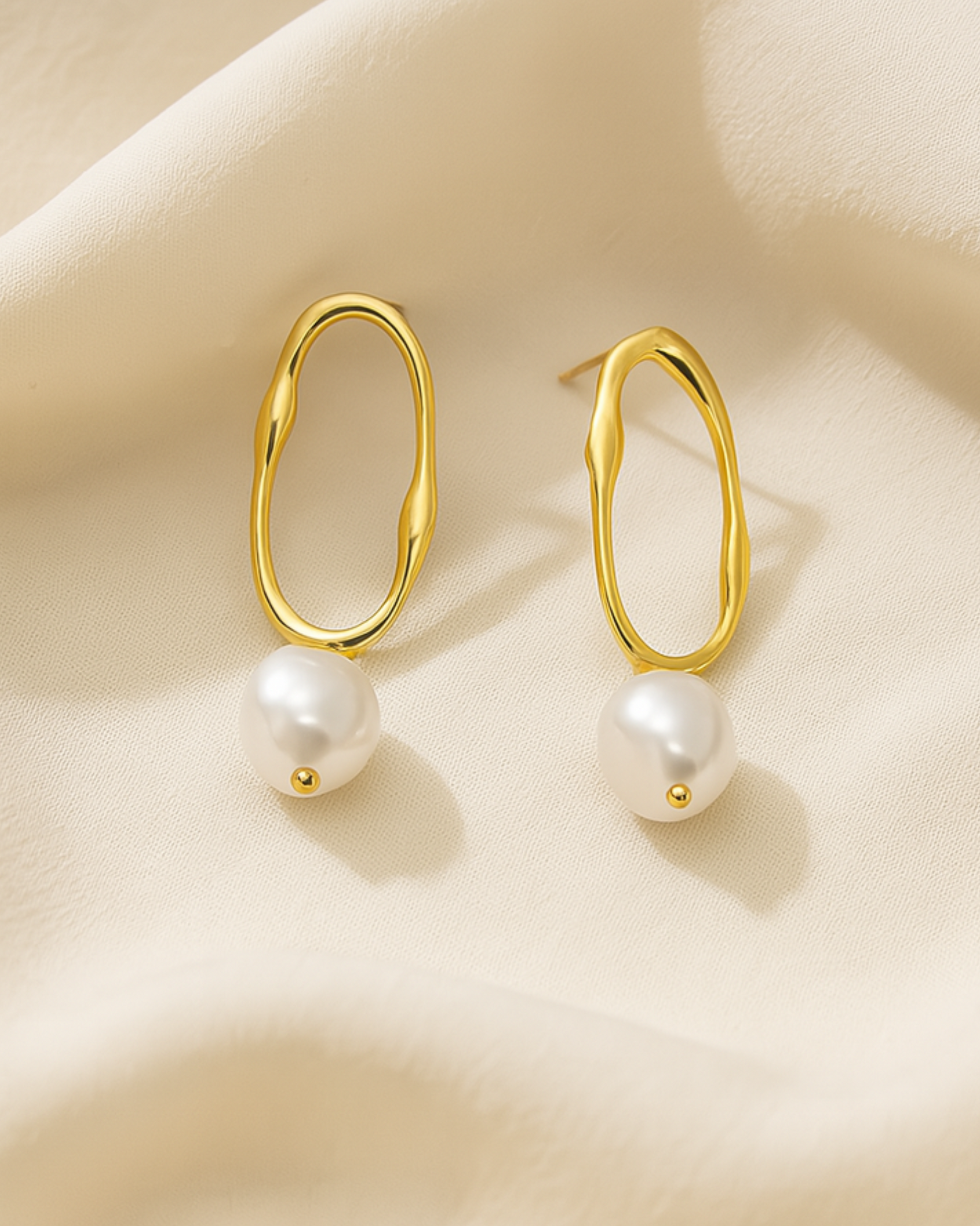 Perlenohrringe aus Sterling Silber, vergoldet 