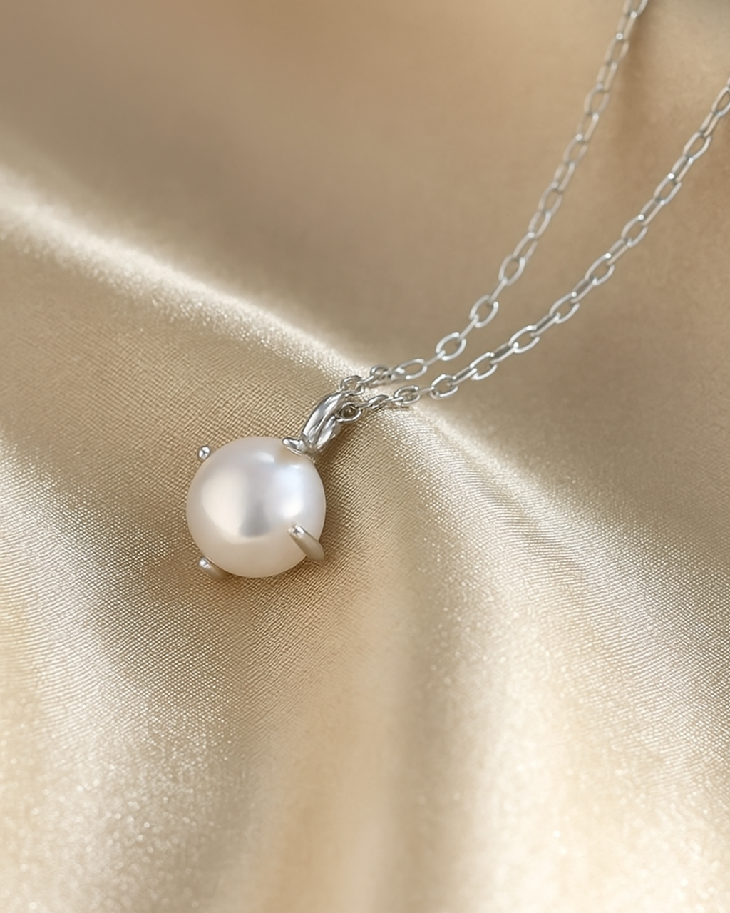 eine Kette aus Silber mit Perle  – minimalistisches Design