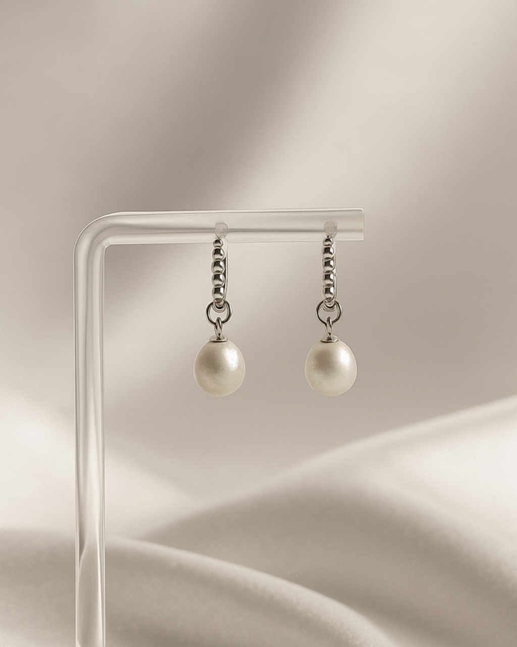 Sterling Silber Creolen mit Perlenanhänger