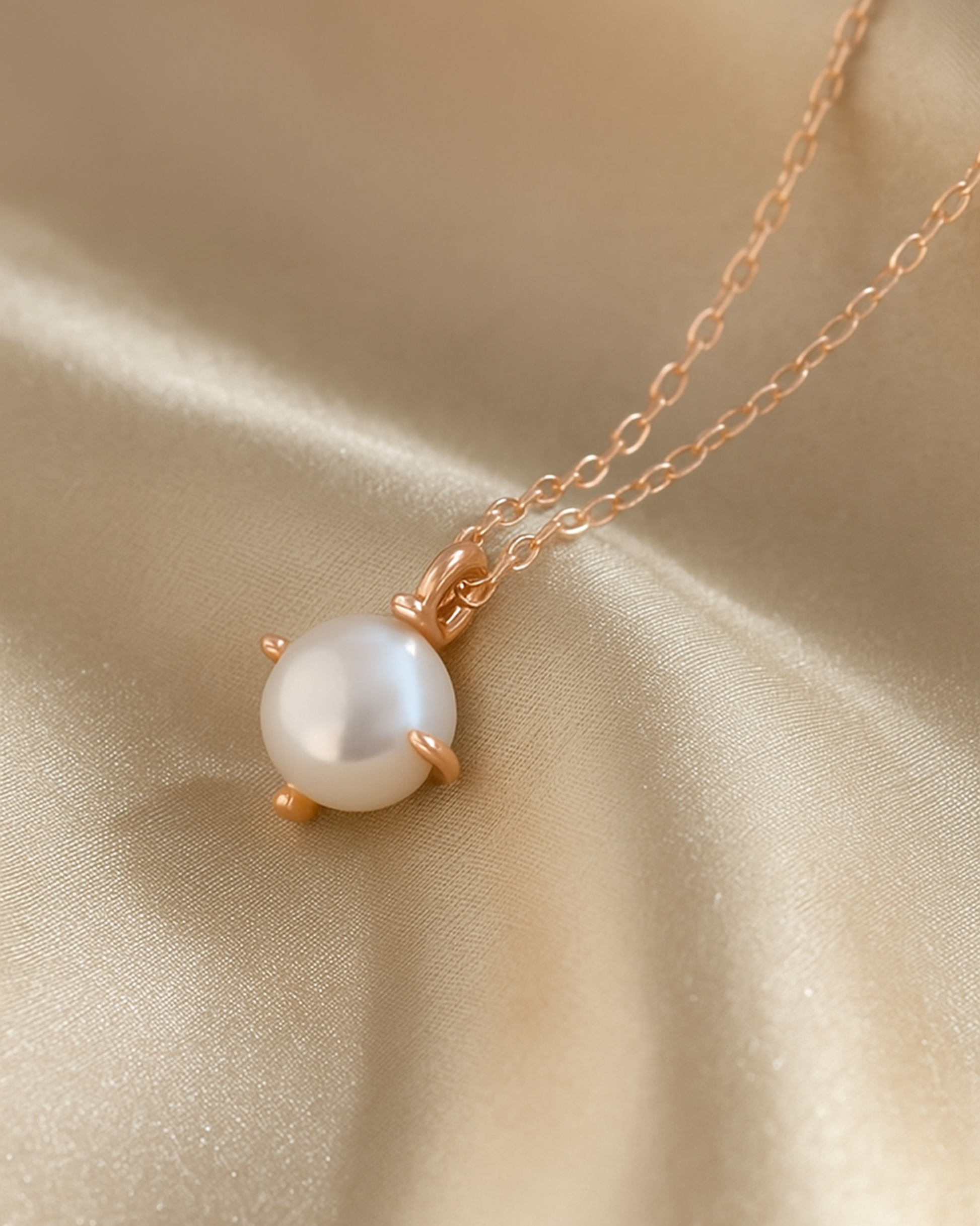 eine rose vergoldeten Kette aus Silber mit Perle  – minimalistisches Design