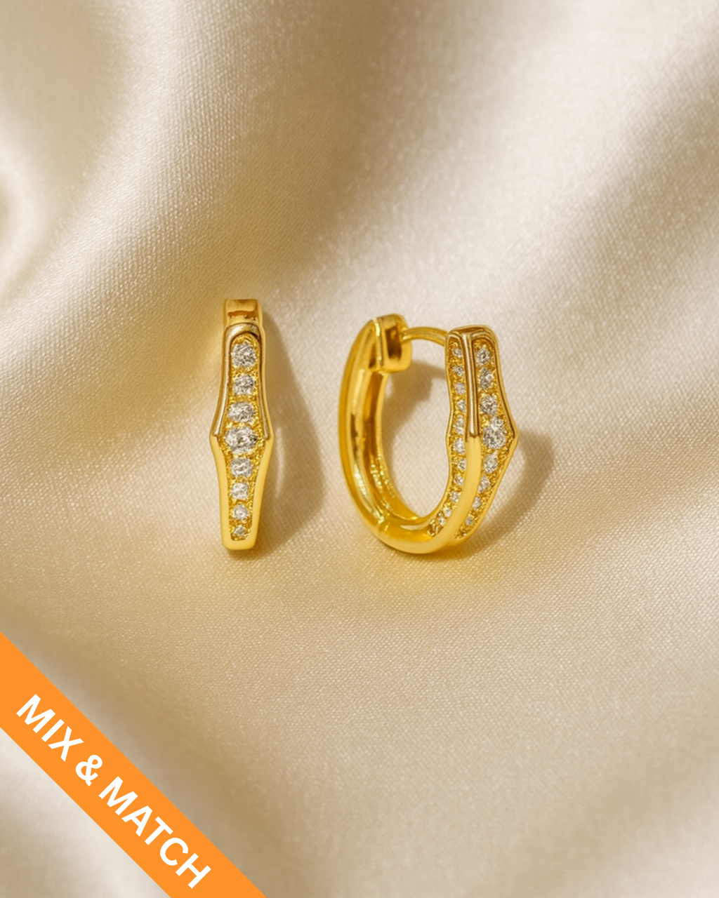 Sterling Silber Ohrringe mit Zirkonia Steinen, vergoldet von PERLI.