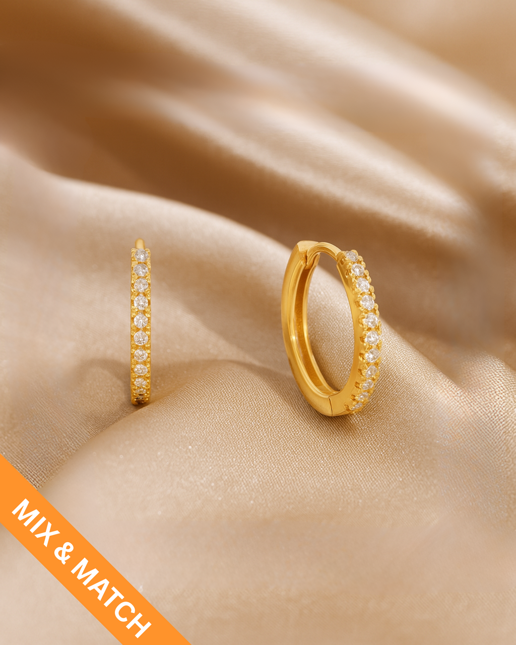 silberne Hoops vergoldet mit Zirkonia Steinen – minimalistisches Design